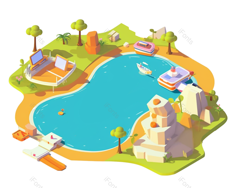 元素图片,游轮元素,插画PNG,海洋免抠素材